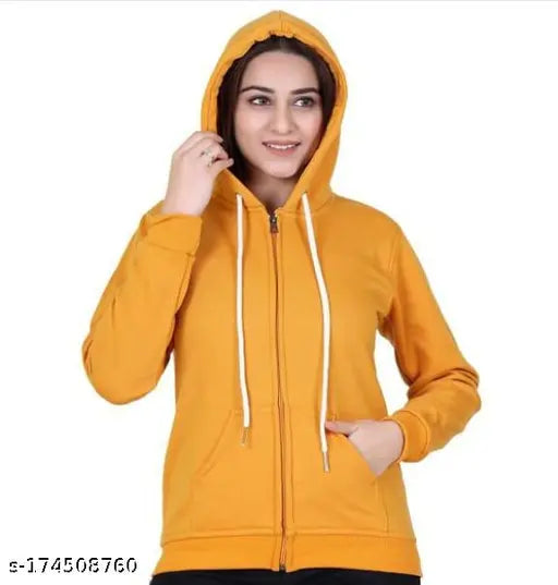 Girls' fleece zipper hoodie jacket, self-design winter woolen warm in long sleeves, India origin