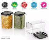 Black airtight square-shaped kitchen storage containers (1100ml each), pack of 12 - Unbreakable and ideal for dried masala storage in the fridge