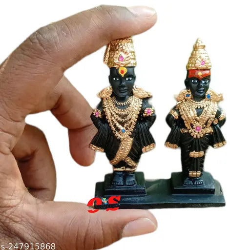 Gold Marble Vittal Rukmani Statue 3 inch, elegant home ornament for religious spaces