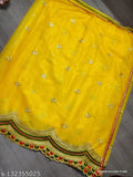 Yellow embroidered net saree with separate silk blouse, 'Puspa 444' design, Indian origin