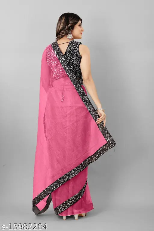 Red velvet saree with sequin belt and separate blouse piece, intricate lace embroidery, Indian handcraft