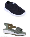 Lightweight, breathable women's Combo Bellies in solid pattern, slip-on design for comfortable, non-slip walks. Made in India