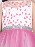Pink net sequin party dress, embellished belt for kids (ages 1-11), Indian origin