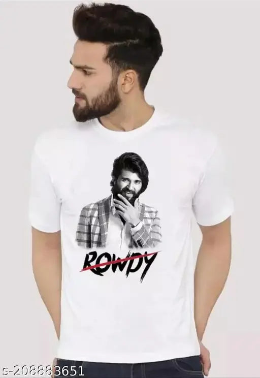 Rowdy Deverakonda men's short sleeve polyester t-shirts in sizes S, M, L, XL, XXL from India (printed)