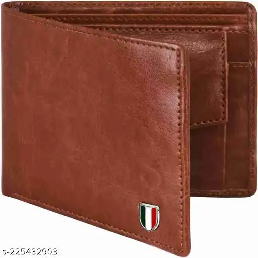 Tan PU Fancy Fashionable 5-card slot wallet, ultra slim design for daily use and easy carry in trousers