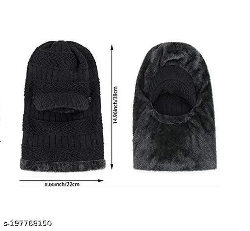 Wool winter beanie, universal size, solid pattern, suitable for cycling, skiing - Samriya multicolor design