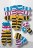 Wool sweater set for baby girls and boys (2pcs), printed design, long sleeves, Indian origin