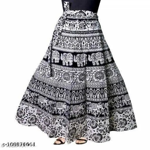 Printed net cotton Jaipuri traditional ethnic wrap skirt, size 38/40/42/44/FS (India)