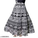 Printed net cotton Jaipuri traditional ethnic wrap skirt, size 38/40/42/44/FS (India)
