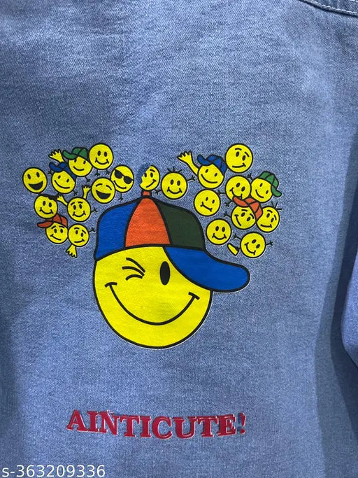 Boys n girls printed denim jacket, long sleeves, vibrant design for kids aged 3-8 years. (India origin)