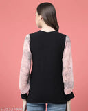 Cotton blend maroon georgette long-sleeve top for women, ideal for parties or casual wear