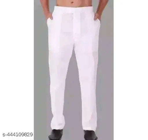 White cotton maxi-length men's pyjama for comfortable sleep, featuring classic belt design, made in India