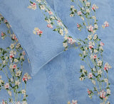 Geometric floral king-size cotton bedsheet set with 2 pillow covers & 2 cushion fillers, ideal for summer, premium quality