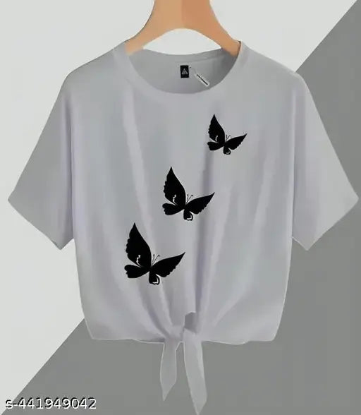 Trendy feminine printed crop top with short sleeves, cotton material, India-origin fashion for women's wardrobe