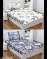 Premium cotton super soft single bedsheet (90 x 60) with 2 zipper pillow covers, ideal for summer. Long-lasting quality with no color bleeding, made in India