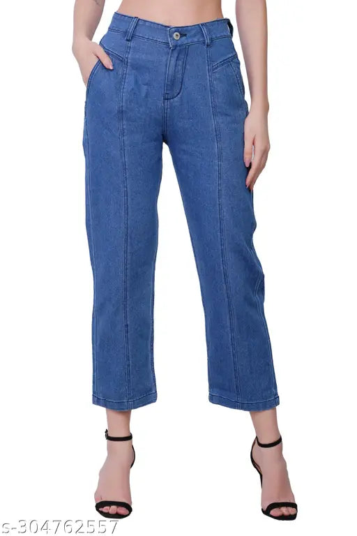 Denim ST FIT jeans by 4005FASHION, size 28-36 inches (27wa-36L), visible front zip on display