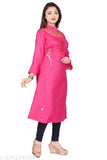 Indian rayon straight kurti, solid color with unique neck design - women's L (38in bust, 40in size length), XL (40in bust, 42in size length)