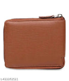 Stylish faux leather men's wallet, brown solid pattern, 2 compartments, free size (L10cm x W12cm), Made in India