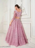 Embroidered net lehenga set, free size, 42m waist and length, Indian craftsmanship