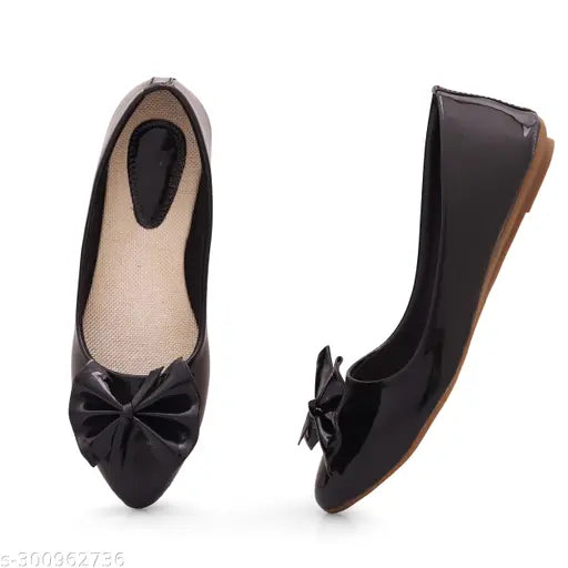 Patent black bellies: Colorblocked patent leather ballerinas for comfort and longevity, slip-on style. India made