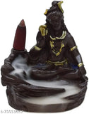 Polyresin Shiva incense burner with backflow cones, exquisite Indian design for meditation room or home decor