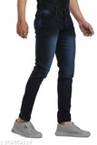 Dark blue stretchable denim jeans for men - slim fit, dyed/washed, available in sizes 28, 30, and 32