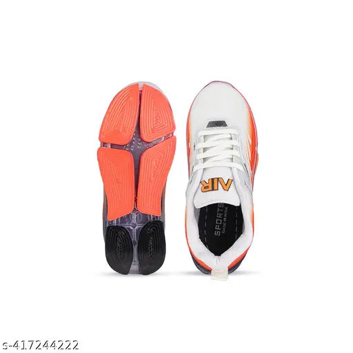 Mesh boys' casual running shoes with lace, ideal for active lifestyles. White shoe with Eva sole, comfortable insole, and solid net pattern. Perfect for kids aged 4-5 years