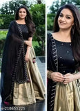 Embroidered satin lehenga with art silk bottom and chiffon dupatta, Indian wedding festival style for women