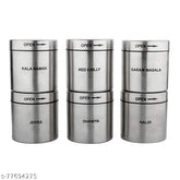 Stainless Steel 6-piece spice box set for home kitchen, airtight and dishwasher safe