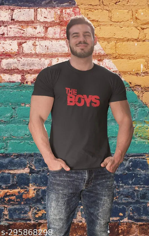 Men's printed cotton T-shirt, trendy and stylish, short sleeves, size M (38in chest, 27in length), made in India