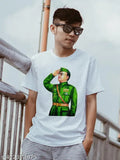 Subhash Chandra Bose photo printed polycotton men's round neck half sleeve t-shirt - premium soft, comfortable, lightweight