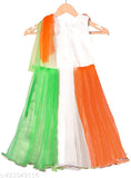 Indian Independence Day net dress for girls, tri-color self-design lehenga