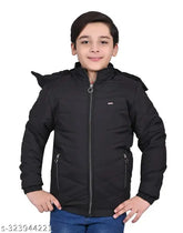 ONE FORT boys bomber jacket, cotton, solid color, regular fit, winter wear, long sleeves, detachable hood, functional pockets, India