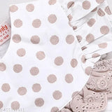 Off-white polka dot cotton frock with hairband for girls aged 18-24 months or 2-3 years, made in India