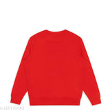 Red cotton blend boys' sweatshirt, printed design, cozy pullover - trendy kids' wear for winter