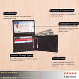 Brown genuine leather bi-fold wallet with RFID blocking for men - 5 compartments, slim design, 100% leather