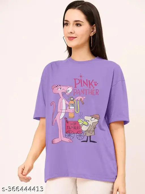 Women's cotton graphic printed oversize t-shirt, loose fit, long sleeves, printed pattern, country of origin: India