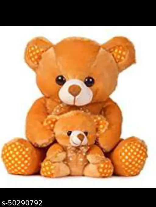 Brown stuffed teddy bear toy for kids age 2-4, unisex design, latest from HappyZ brand, measuring 10-14.9 inches, made in India