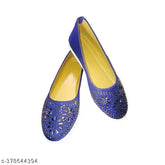 Blue synthetic bellies and ballerinas juttis and mojaris for women's everyday use, embellished design with closed back, comfortable walking, college festival wedding party
