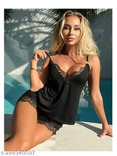 Trendy women's lace modal pyjama set, V-neck drawstring waist, free size 28-36 inch, sleeveless, printed net design