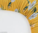 Yellow floral cotton elastic fitted single bedsheet with pillow cover, high-quality for summer use