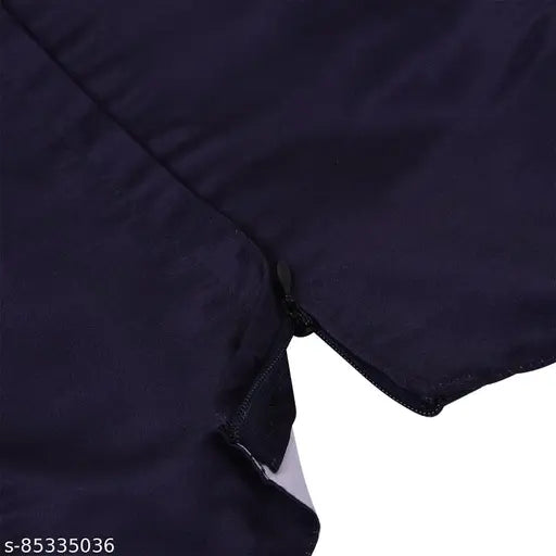 Silver kraft baby girl navy blue satin frock dress - sleeveless, printed net, cotton lining, India origin