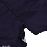 Silver kraft baby girl navy blue satin frock dress - sleeveless, printed net, cotton lining, India origin