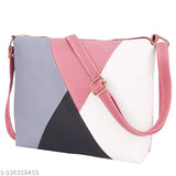 Multicolor faux leather sling bag for women and girls, crossbody style with zipper closure, features one main compartment, back pocket, and coin pocket