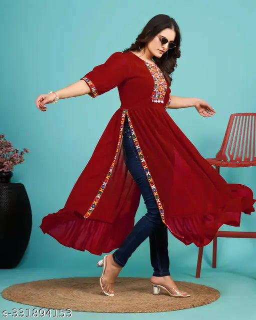 Georgette Navratri Special kurti in 3 colors - 300gm, perfect for traditional festive wear