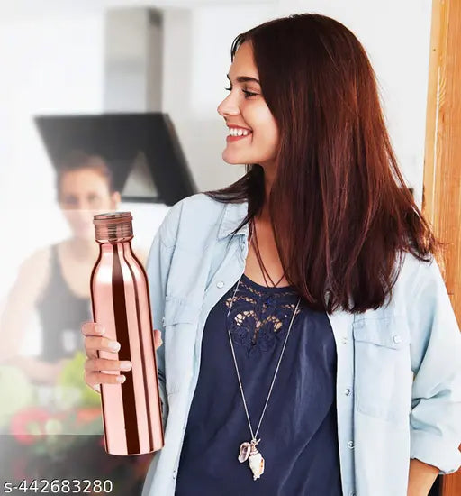 Rose Gold DEALDONA Vacuum Insulated Thermosteel Bottle, 1000 ml - glossy, durable, daily-use stainless steel water bottle (Rose Gold)