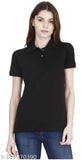 Cotton blend solid poloneck T-shirt for women & girls by Holdvalleybrand, made in India