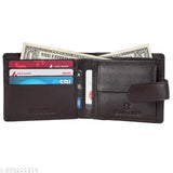 Black leather men's wallet with RFID protection, pen combo. High-quality full-grain leather, compact design, 2 cash compartments, 5 card slots, hidden pockets, ID slot, coin pocket. Perfect for gifting on various occasions