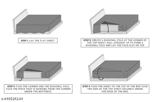 Cotton striped satin sheets set, 60x90 inches, Kirat Decor Plain 210 Tc