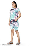 Printed hosiery shorts set for cycling and yoga, fashionable women's activewear from Fashionlane